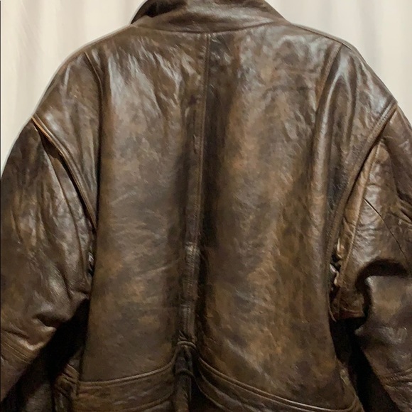 CONTEXT XLT DISTRESSED LEATHER BOMBER JACKET - Picture 6 of 11